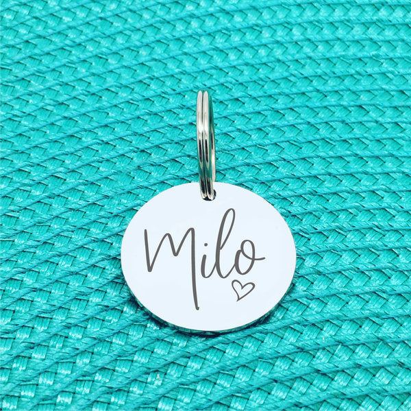 Cute Personalised Dog Tag featuring a heart
