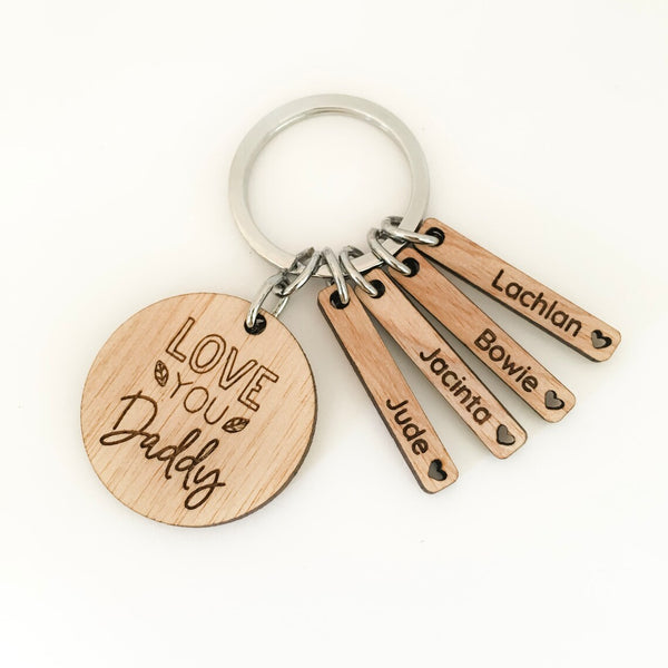 Love you Daddy personalised wooden keyring (dedicate to any name you like)