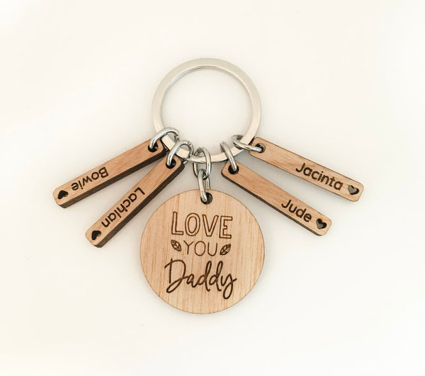 Love you Daddy personalised wooden keyring (dedicate to any name you like)