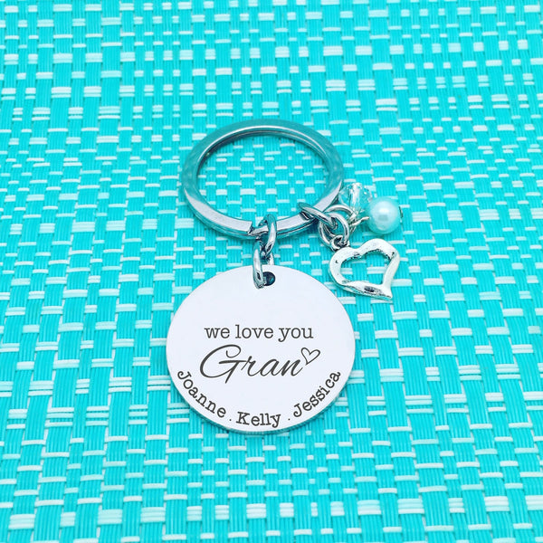 We Love You Nana Personalised Keyring (Change Nana to another name of your choosing)