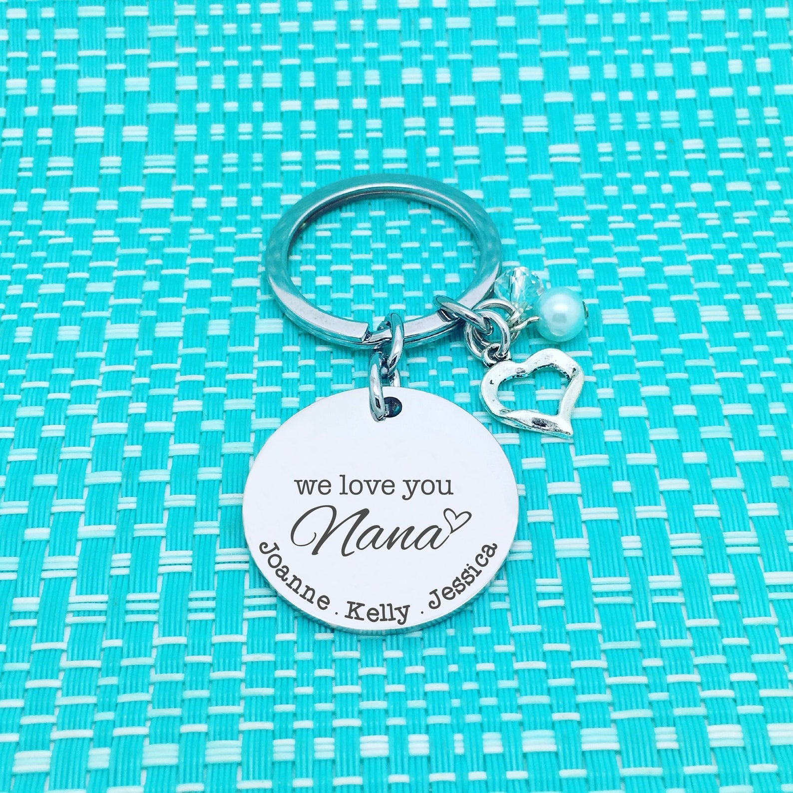 We Love You Nana Personalised Keyring (Change Nana to another name of your choosing)