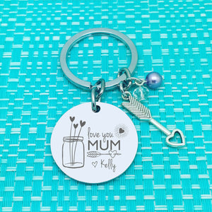 Love You Mum Personalised Keyring (Engraved Mum Keyring)
