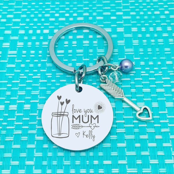 Love You Mum Personalised Keyring (Engraved Mum Keyring)
