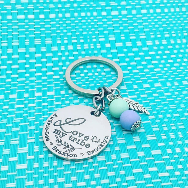 Love My Tribe Personalised Keyring (Change Mum to another name of your choosing)