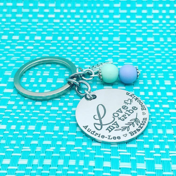 Love My Tribe Personalised Keyring (Change Mum to another name of your choosing)