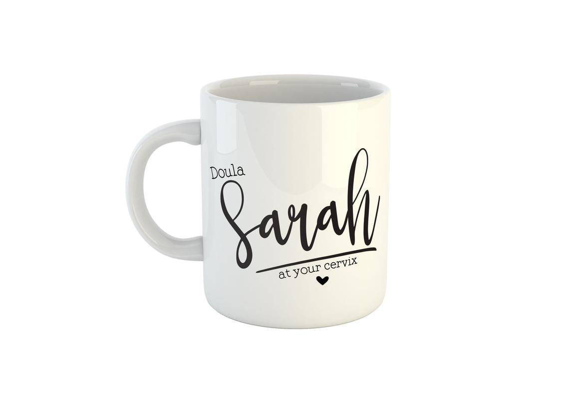Personalised Midwife Name Mug – Midwife At Your Cervix – Custom Midwife Gift – Minimalist Midwife Mug