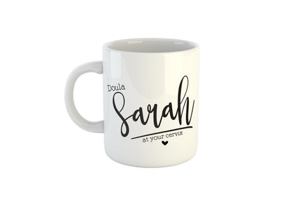 Personalised Midwife Name Mug – Midwife At Your Cervix – Custom Midwife Gift – Minimalist Midwife Mug