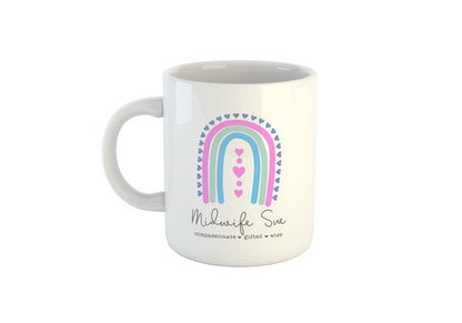 Personalised Midwife Mug, Compassionate Gifted Wise, Mug, Gift for Midwife, Custom Gift for Midwife, Personalised Midwife Gift, Rainbow Midwife Mug