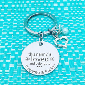 This Nanny Is Loved and Belongs To Personalised Keyring (Change Nanny to another name of your choosing)