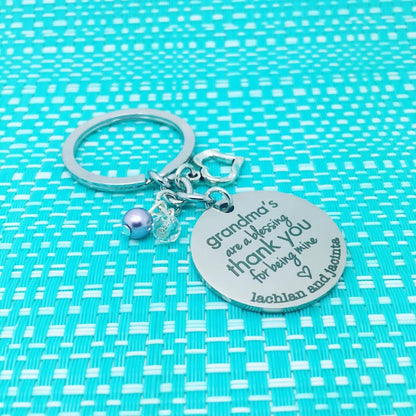 Grandma's Are A Blessing Personalised Keyring (Change Grandma to another name of your choosing)