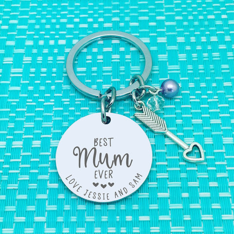 Best Mum Ever Personalised Keyring (Change Mum to another name of your choosing)
