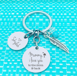 Mummy, We love you to the moon and back personalised keyring (change Mummy to a name of your choosing)
