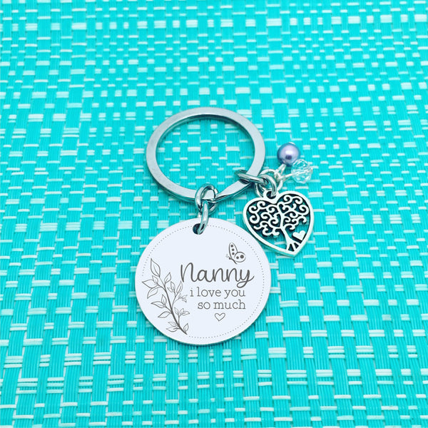 Best Nanny Ever Personalised Keyring, Double Sided Butterfly Design (Change Nanny to another name of your choosing)