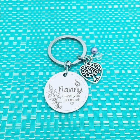 Best Nanny Ever Personalised Keyring, Double Sided Butterfly Design (Change Nanny to another name of your choosing)