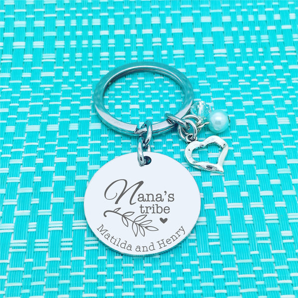 Nanny's Tribe Personalised Keyring (Change Nanny to another name of your choosing)