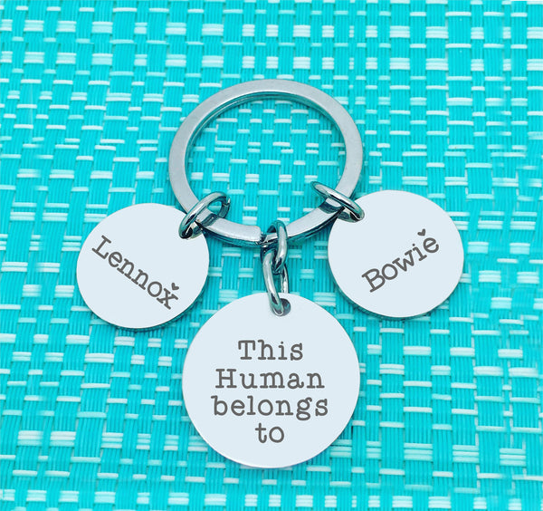 This Daddy Belongs To Multi Pendant Personalised Keyring (Dedicate to another person of your choosing)