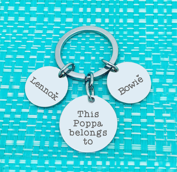 This Daddy Belongs To Multi Pendant Personalised Keyring (Dedicate to another person of your choosing)