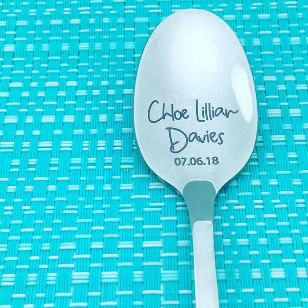 Custom Personalised Baby Spoon (Personalised Newborn Gift, Personalised Baby Spoon, New Baby Gift)