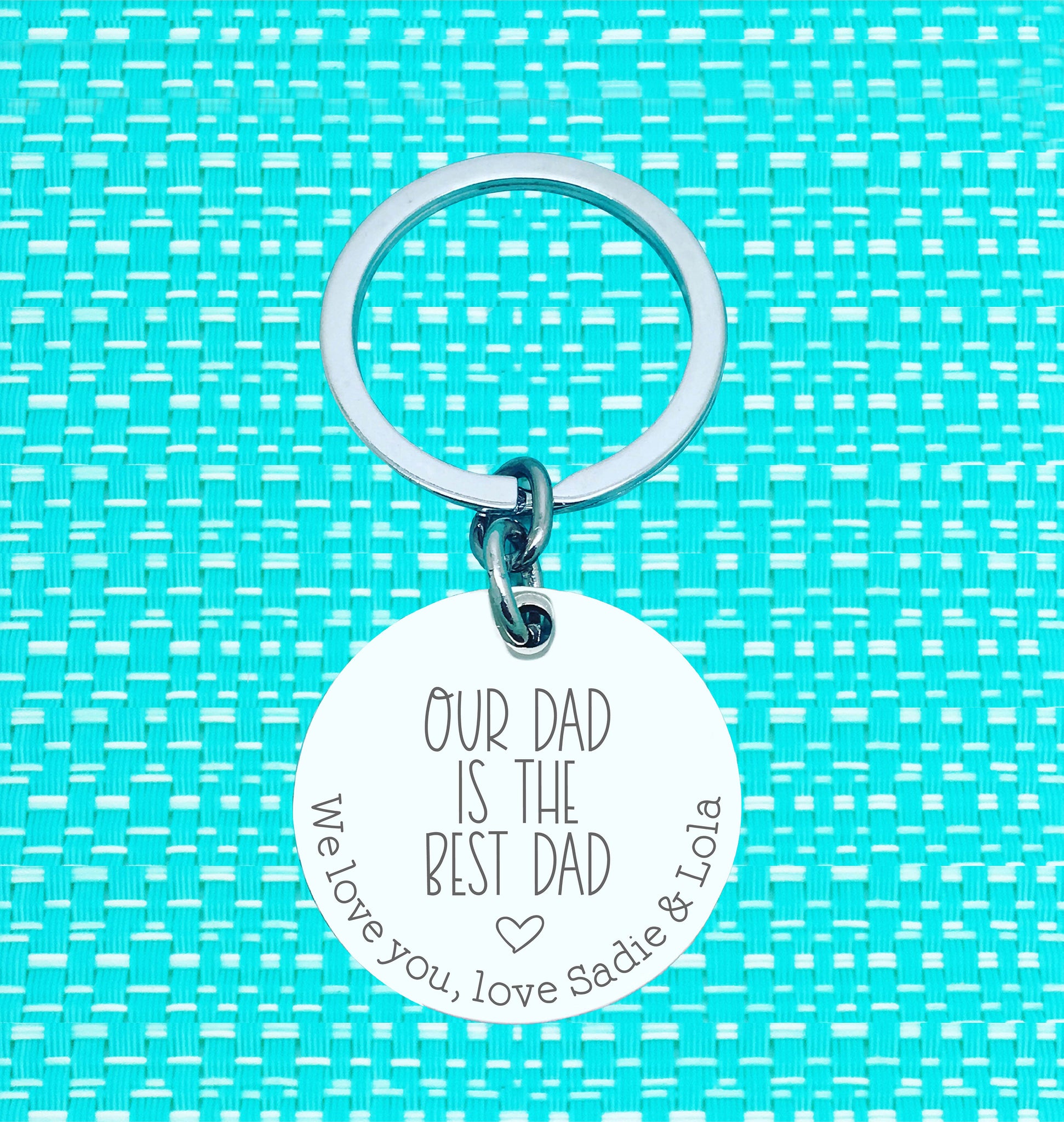 Our Dad Is The Best Dad Personalised Keyring (change Daddy to a name of your choosing)
