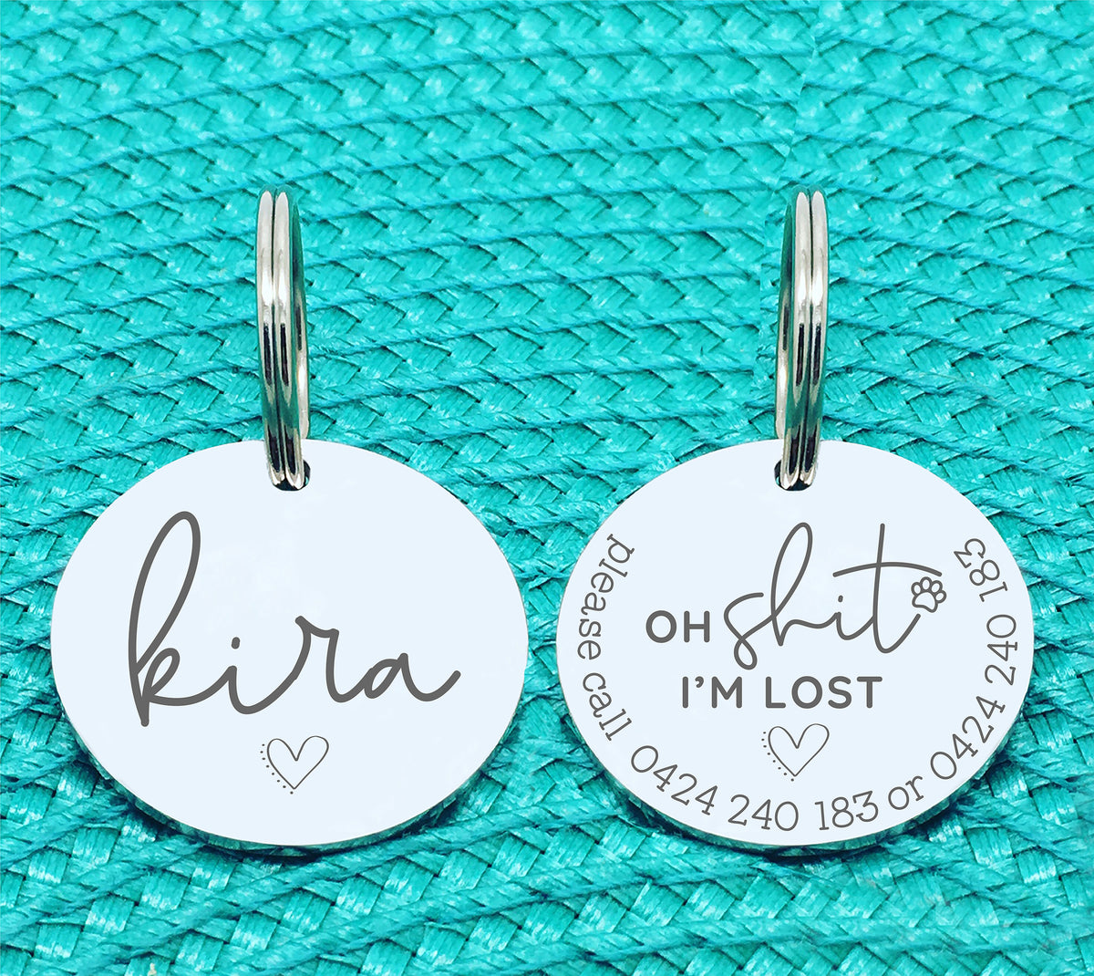 Personalised Dog Tag, Oh Shit I'm Lost! Available in Rose Gold or Silver