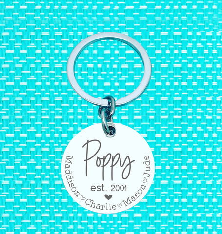 Poppy Established Personalised Keyring (change Poppy to a name of your choosing)