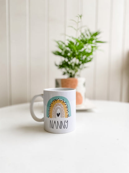 Personalised Rainbow Mug, Add Your Name To The Front & Message To The Back