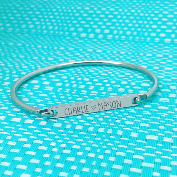 Personalised Bar Bangle, Engraved With Names Of Your Choosing (Custom ID Bangle)