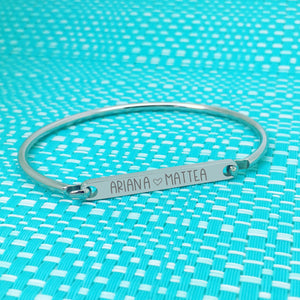 Personalised Bar Bangle, Engraved With Names Of Your Choosing (Custom ID Bangle)