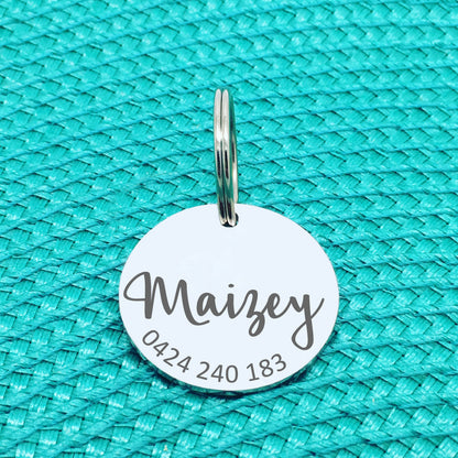 Simple Personalised Pet Tag, 'River' Design (Personalised Custom Engraved Dog Tag /  Personalised Cat Tag)
