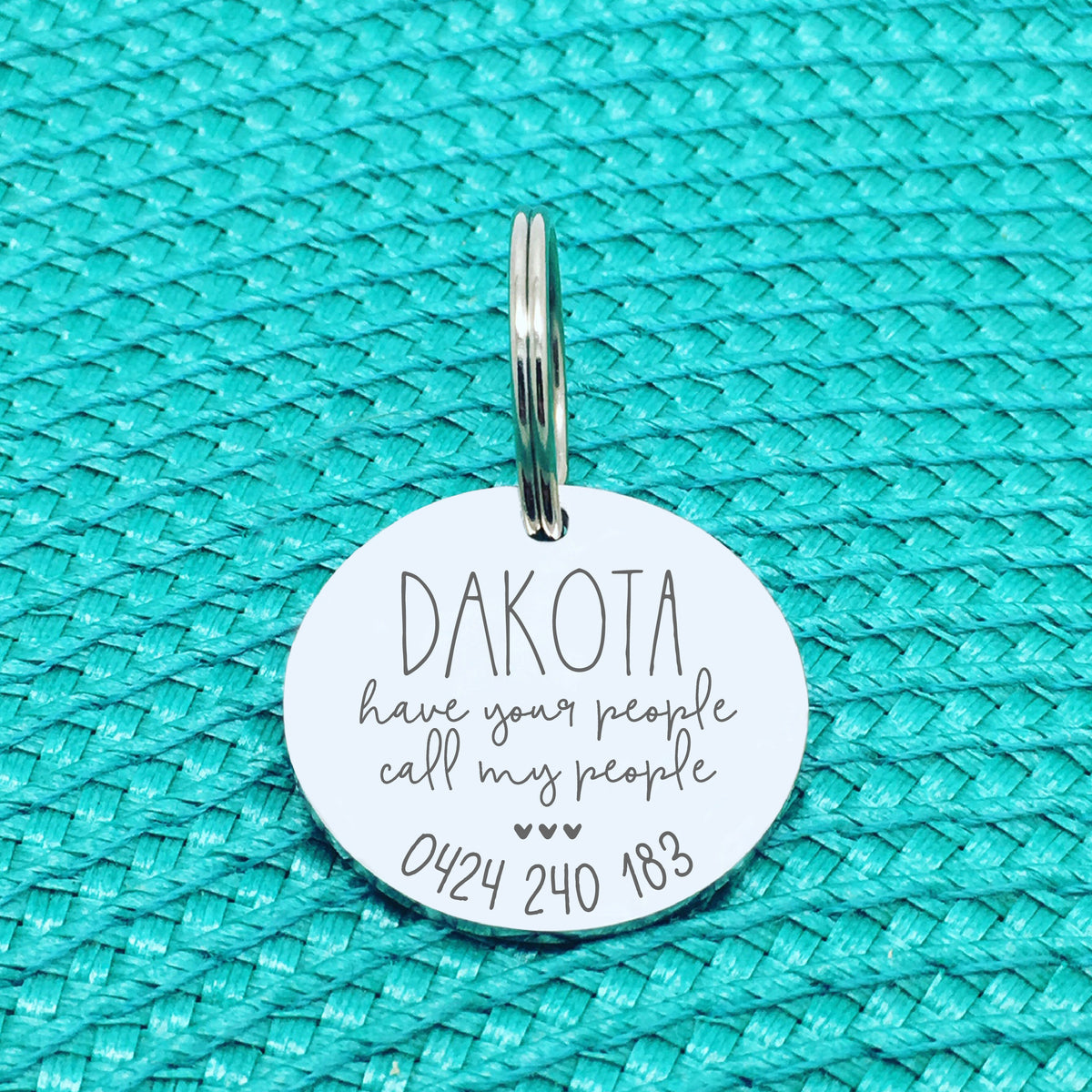 Personalised Pet Tag, Have Your People Call My People, 'Milo' Design (Personalised Custom Engraved Dog Tag /  Personalised Cat Tag)