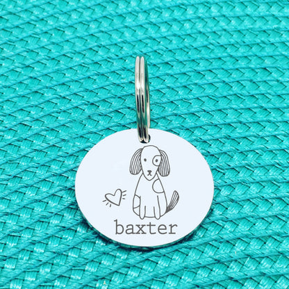 Personalised Pet Tag 'Shelby' Dog Design (Custom Engraved Silver Dog Tag)
