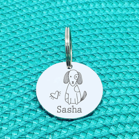 Personalised Pet Tag 'Shelby' Dog Design (Custom Engraved Silver Dog Tag)