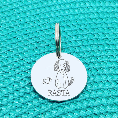 Personalised Pet Tag 'Shelby' Dog Design (Custom Engraved Silver Dog Tag)