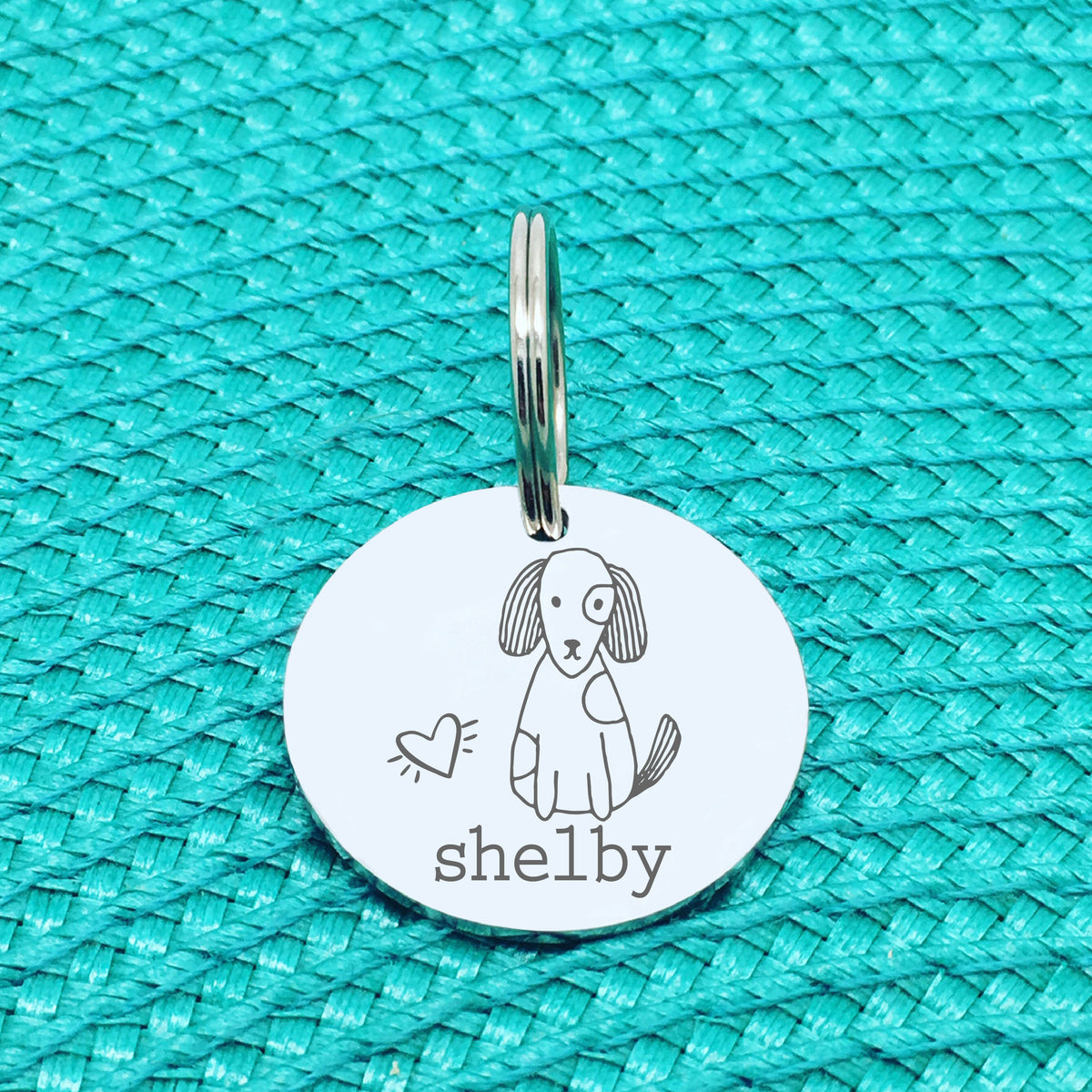 Personalised Pet Tag 'Shelby' Dog Design (Custom Engraved Silver Dog Tag)