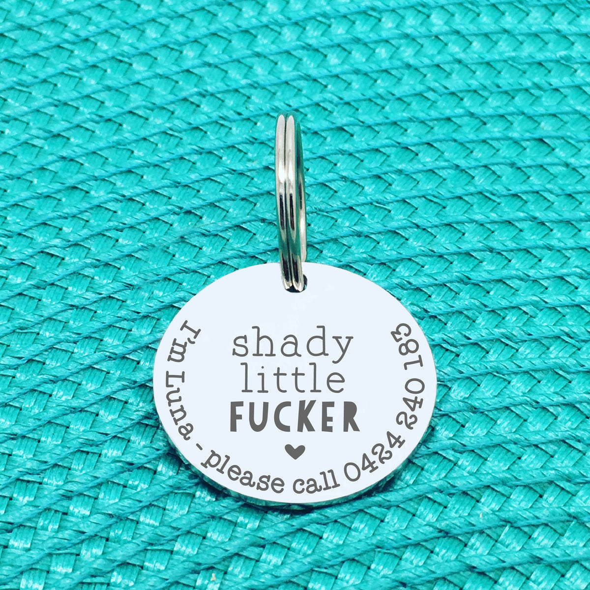 Personalised Pet Tag, Shady Little Fucker Design (Personalised Custom Engraved Dog Tag)