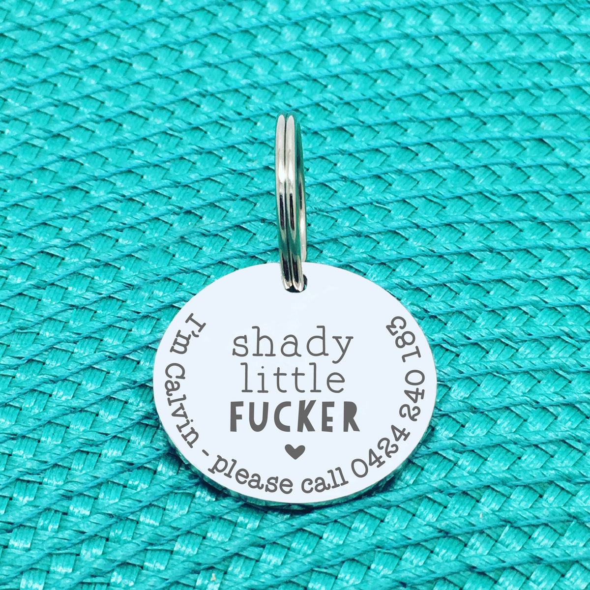 Personalised Pet Tag, Shady Little Fucker Design (Personalised Custom Engraved Dog Tag)