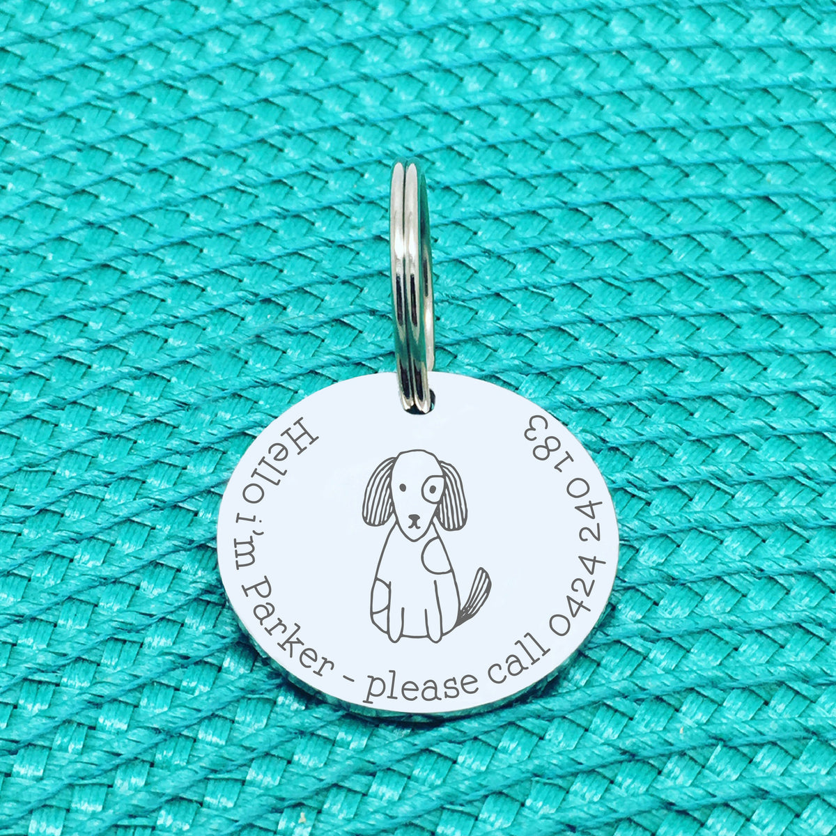 Personalised Pet Tag, 'Baxter' Dog Image Design (Personalised Custom Engraved Dog Tag /  Personalised Cat Tag)