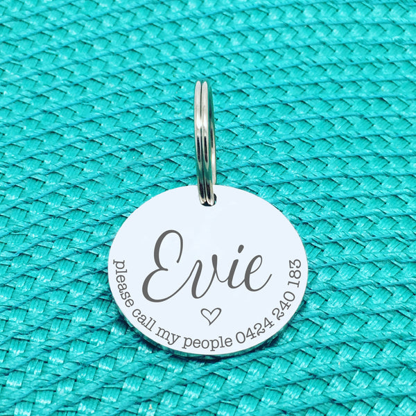 Personalised Pet Tag, Please Call My People, 'Rylo' Design (Custom Engraved Dog Tag)