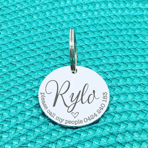 Personalised Pet Tag, Please Call My People, 'Rylo' Design (Custom Engraved Dog Tag)
