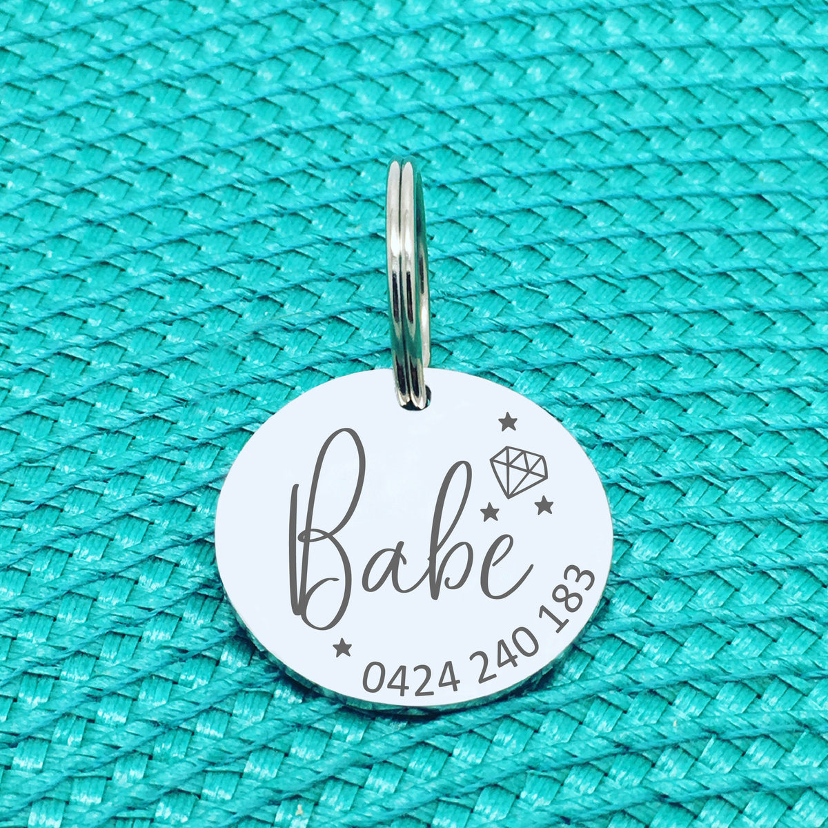 Personalised Pet Tag, 'Diva' Diamond & Star Design (Personalised Custom Engraved Dog Tag /  Personalised Cat Tag)
