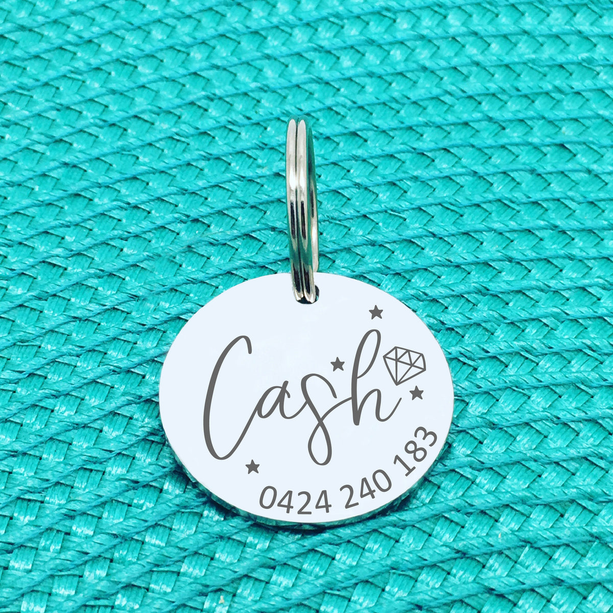 Personalised Pet Tag, 'Diva' Diamond & Star Design (Personalised Custom Engraved Dog Tag /  Personalised Cat Tag)