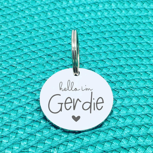 Personalised Pet Tag - Yes I'm Cute, No You Can't Keep Me, Double Sided 'Gerdie' Design (Personalised Dog Tag)
