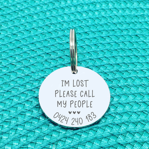 Personalised Pet Tag - Hello, I'm Lost Please Call My People Double Sided Dog Tag (Personalised Dog Tag)