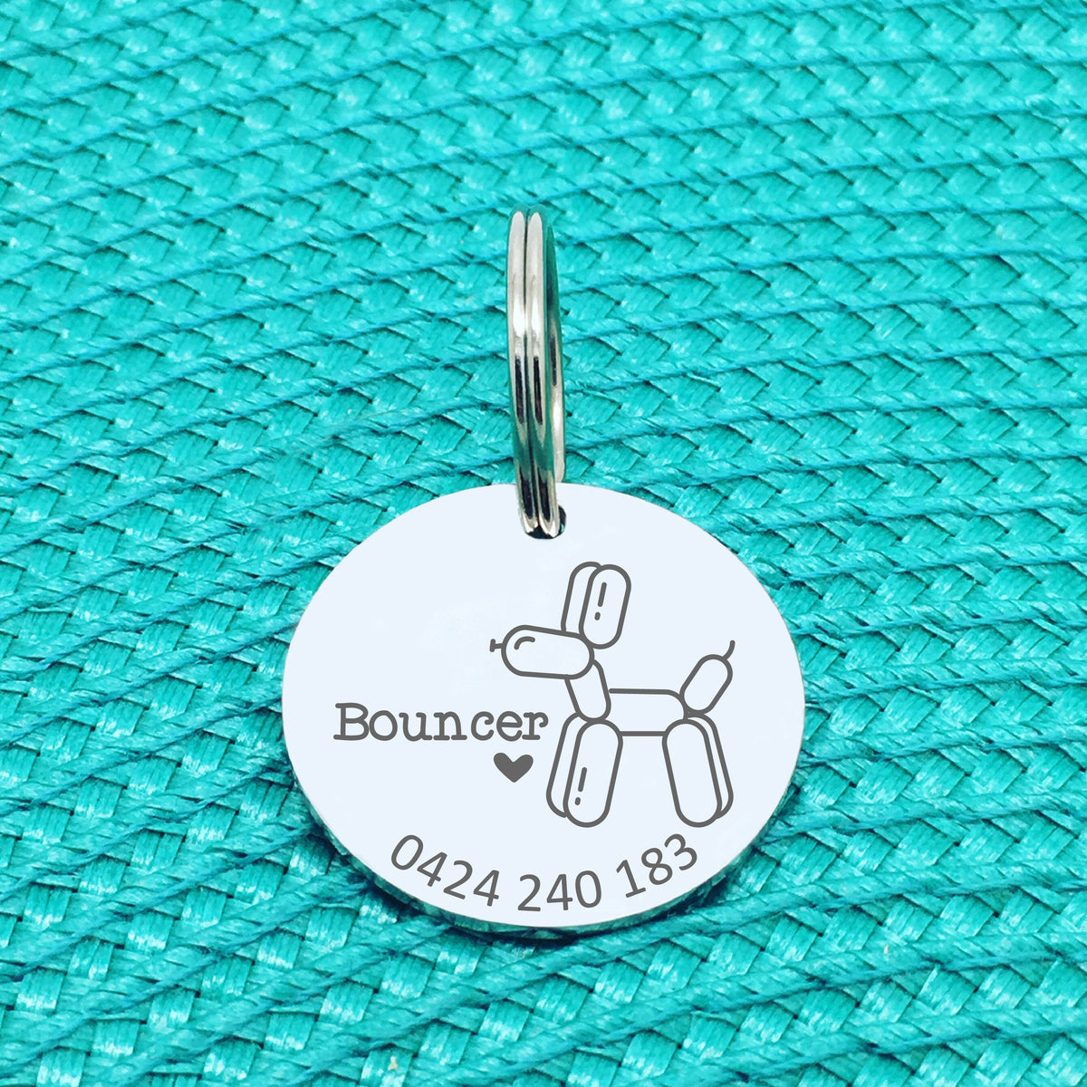 Personalised Pet Tag, 'Bouncer' Balloon Dog Design (Personalised Custom Engraved Dog Tag)