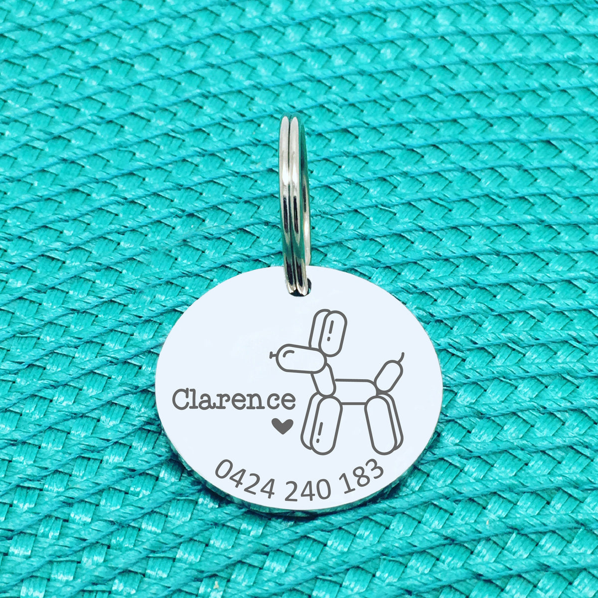 Personalised Pet Tag, 'Bouncer' Balloon Dog Design (Personalised Custom Engraved Dog Tag)