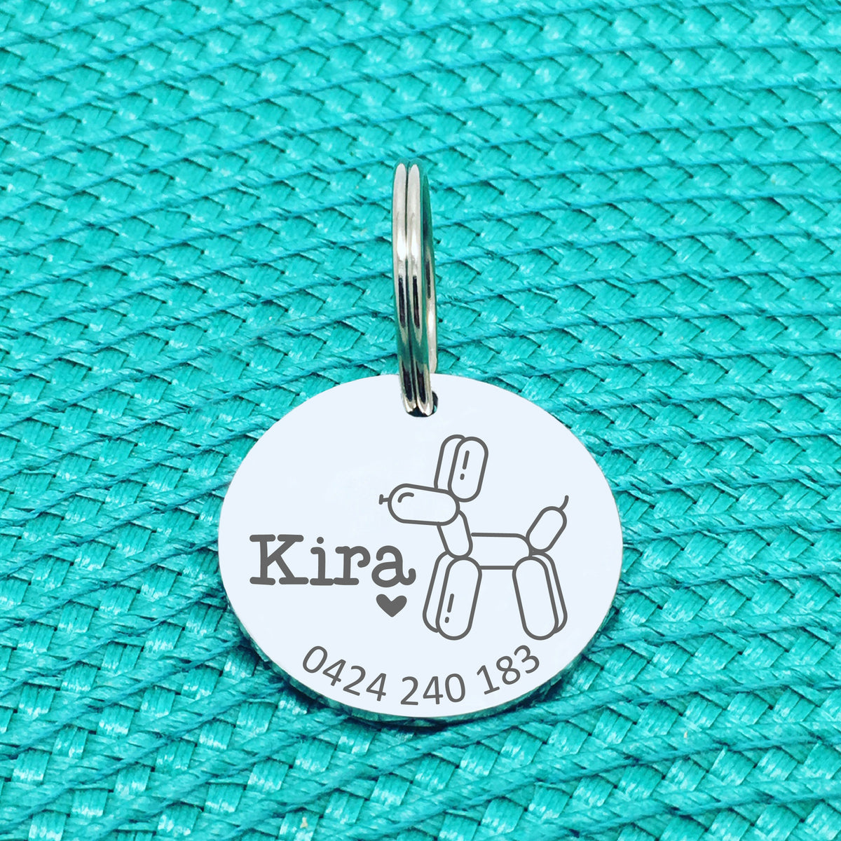 Personalised Pet Tag, 'Bouncer' Balloon Dog Design (Personalised Custom Engraved Dog Tag)