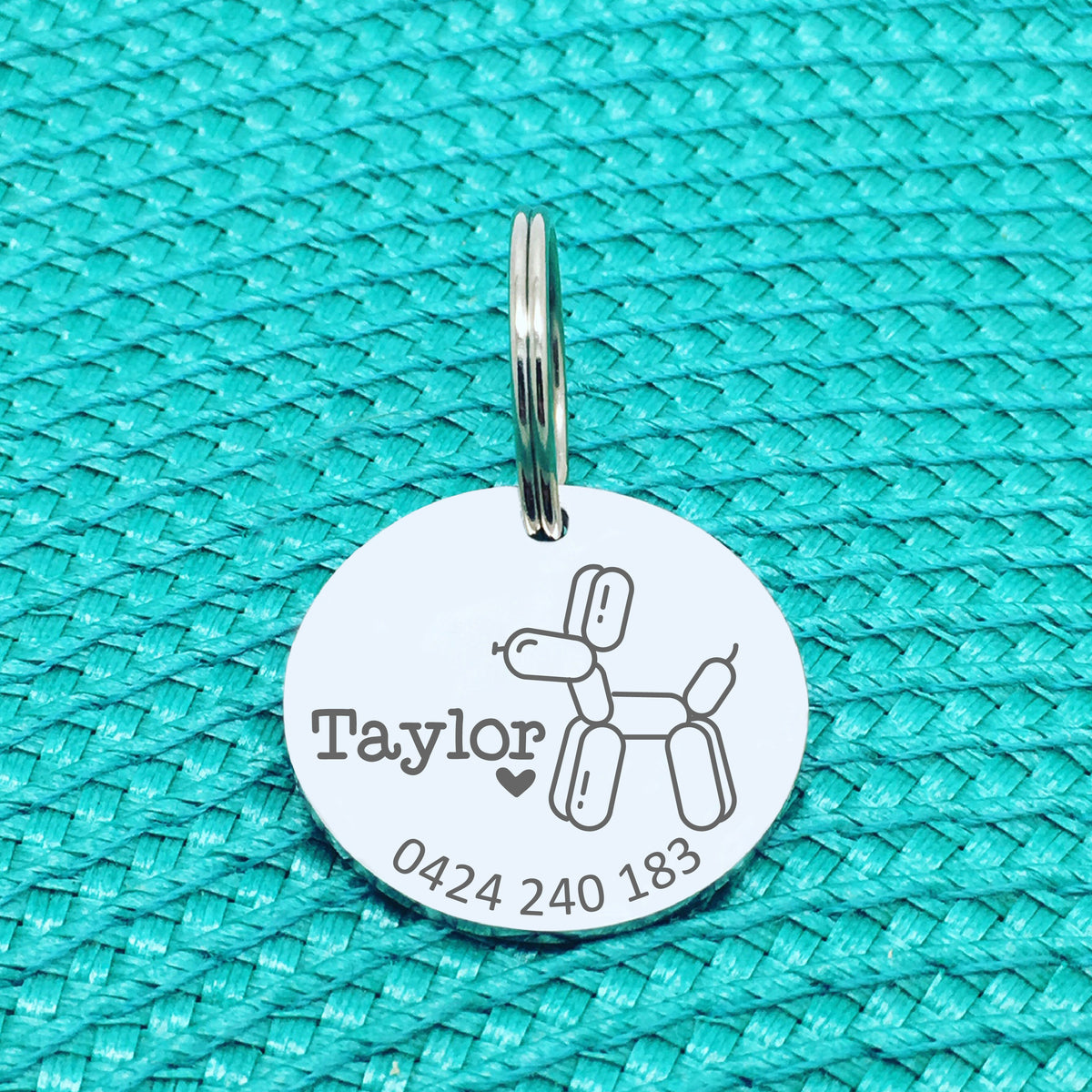 Personalised Pet Tag, 'Bouncer' Balloon Dog Design (Personalised Custom Engraved Dog Tag)
