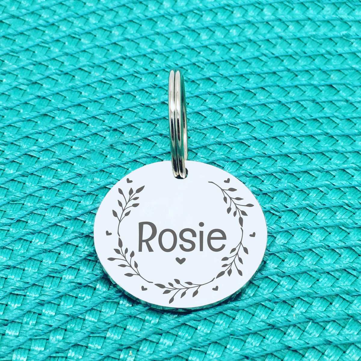 Personalised Pet Tag -  Have Your People Call My People, Heart Wreath Double Sided Dog Tag (Personalised Dog Tag)