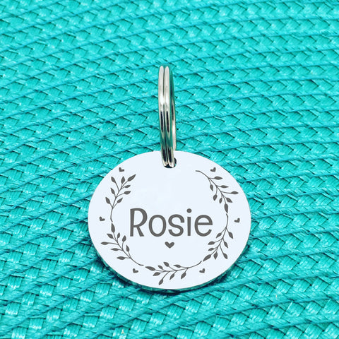 Personalised Pet Tag -  Have Your People Call My People, Heart Wreath Double Sided Dog Tag (Personalised Dog Tag)