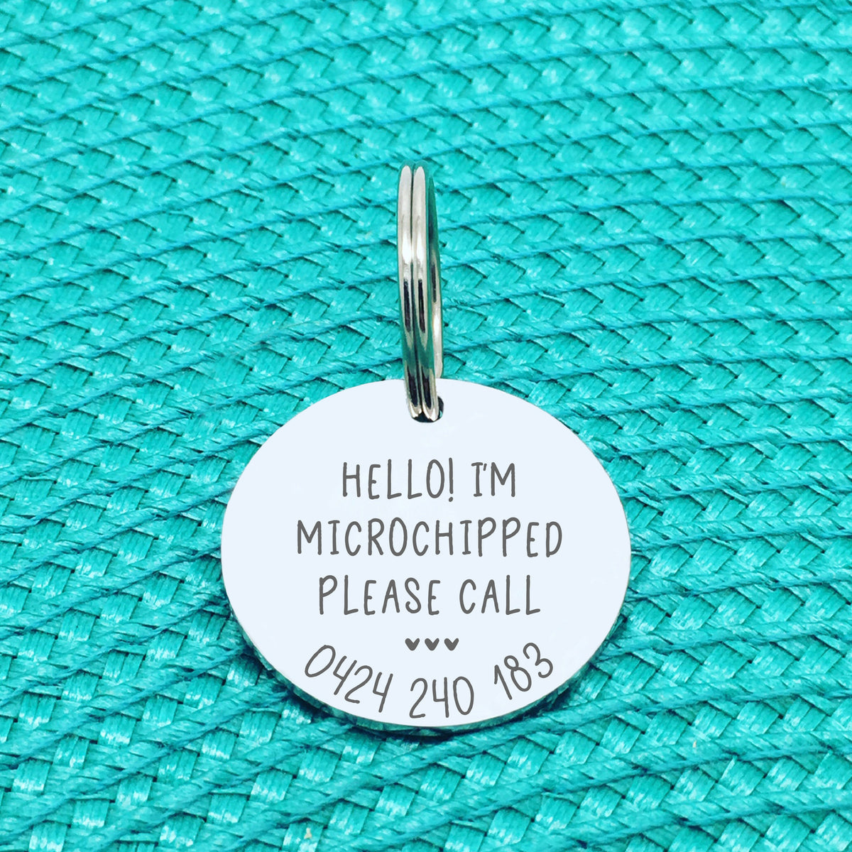 Personalised Pet Tag - Hello I'm Microchipped Please Call Double Sided Dog Tag (Personalised Dog Tag)